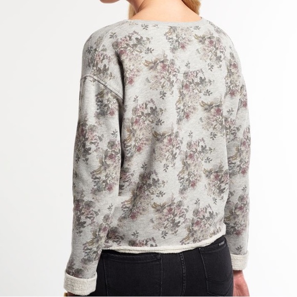 SUPERDRY Sequin Logo Floral Crop Sweat Top Medium - Picture 3 of 12